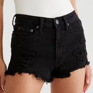 Zara Black Distressed Jean Shorts